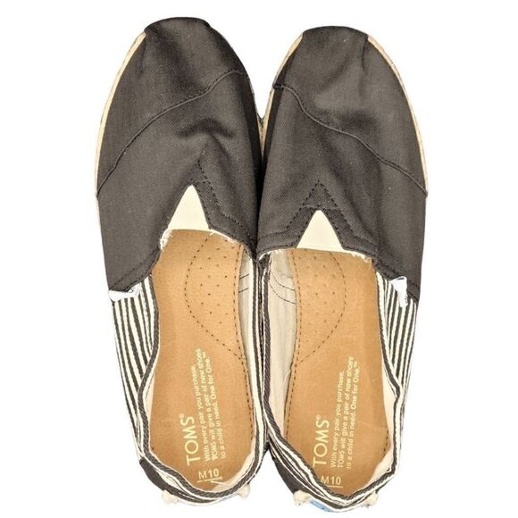 TOMS Classic Canvas Alpargatas Men's Shoes Black Striped size 10 NWOT - Picture 6 of 6